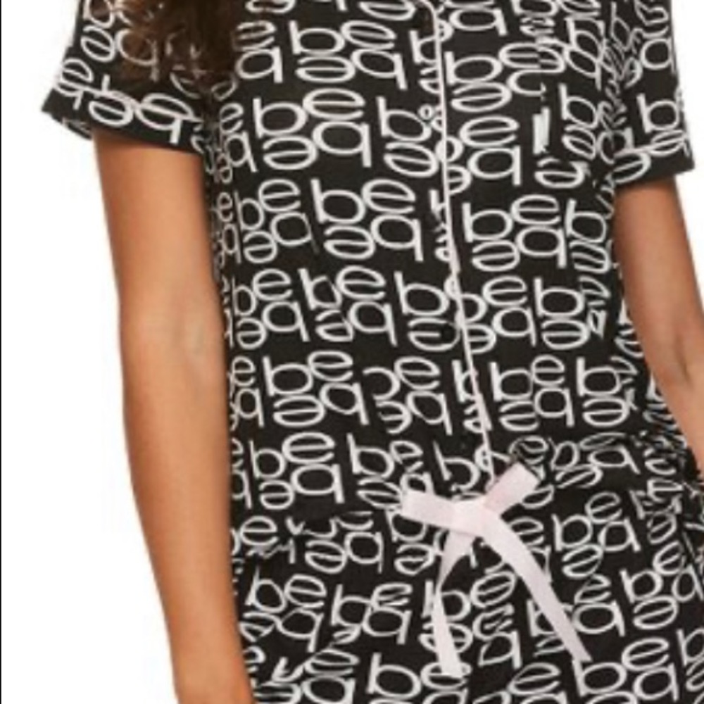 Black & White 'Bebe' Logo Pajama Set
 Pajama Set